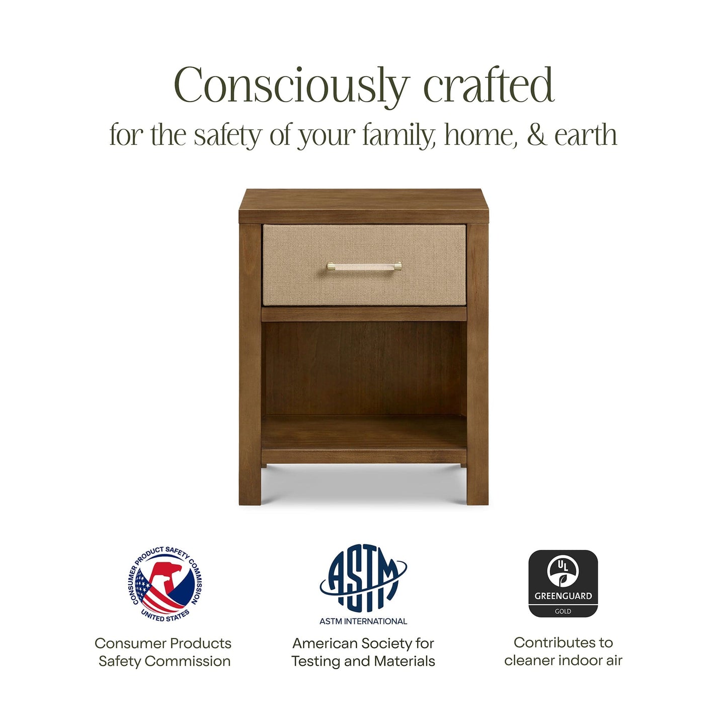 Namesake Eloise Assembled Nightstand - Natural Walnut and Performance Sand Eco-Weave - M24860NLPSEW