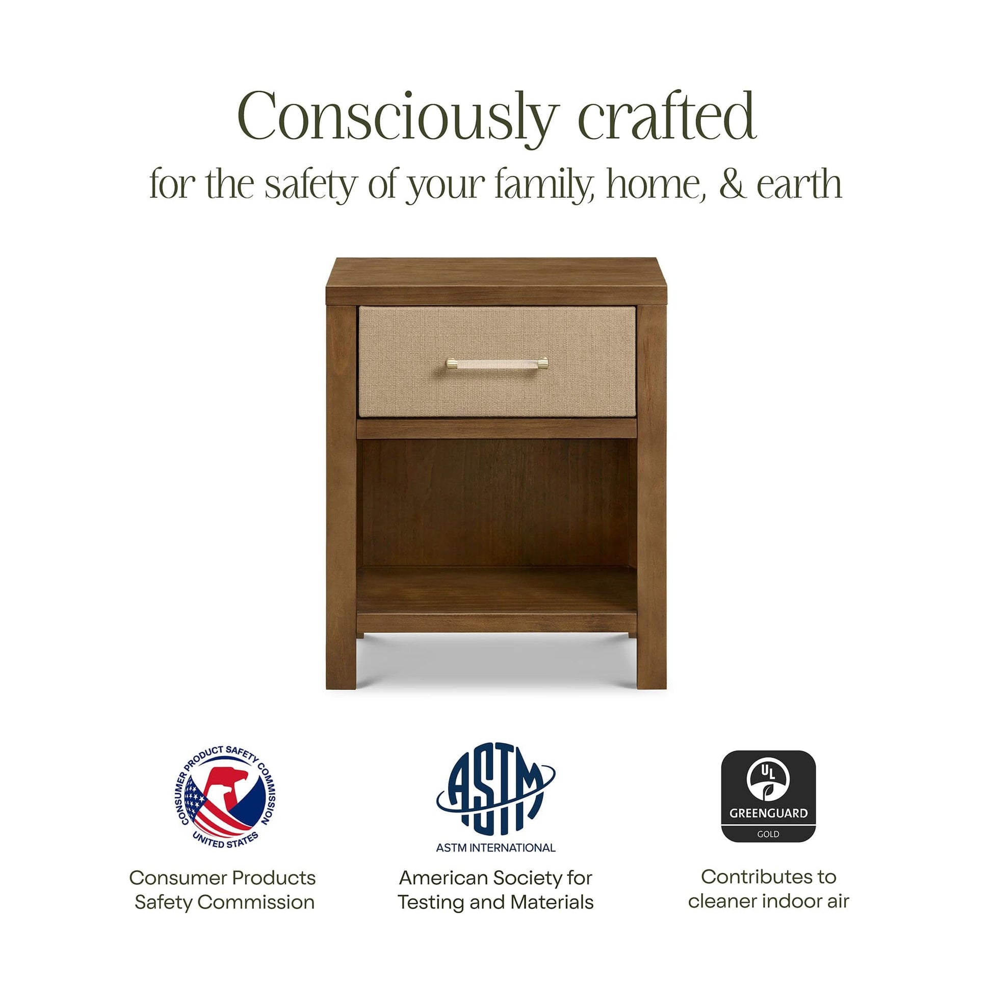 Namesake Eloise Assembled Nightstand - Natural Walnut and Performance Sand Eco-Weave - M24860NLPSEW