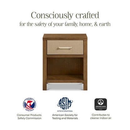 Namesake Eloise Assembled Nightstand - Natural Walnut and Performance Sand Eco-Weave - M24860NLPSEW