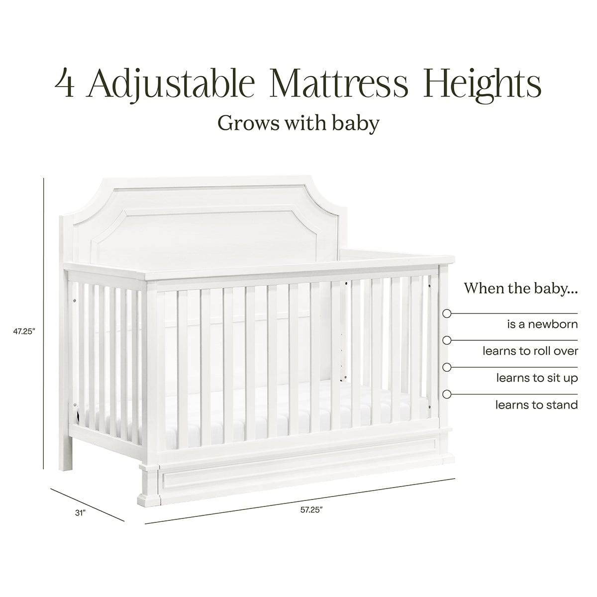 Namesake Emma Regency 4-in-1 Convertible Crib - Warm White - M10701RW