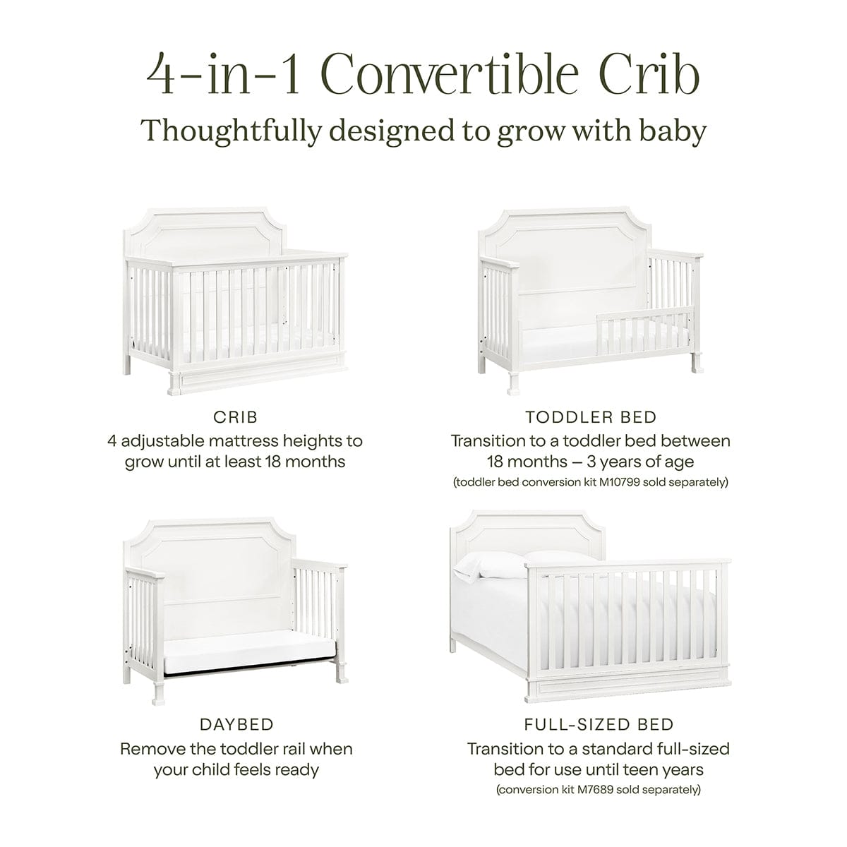 Namesake Emma Regency 4-in-1 Convertible Crib - Warm White - M10701RW