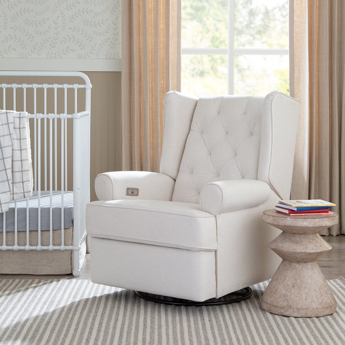Namesake Harbour Electronic Swivel Glider Recliner w/USB - Performance Cream Eco-Weave - M21987PCMEW