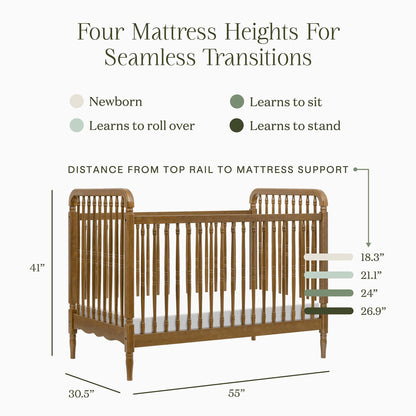 Namesake Liberty 3-in-1 Convertible Spindle Crib w/Toddler Bed Conversion Kit - Natural Walnut - M7101NL