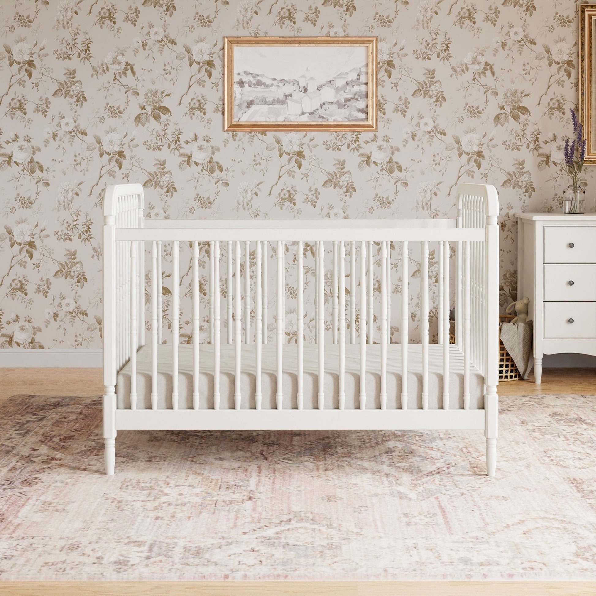 Namesake Liberty 3-in-1 Convertible Spindle Crib w/Toddler Bed Conversion Kit - Warm White - M7101RW