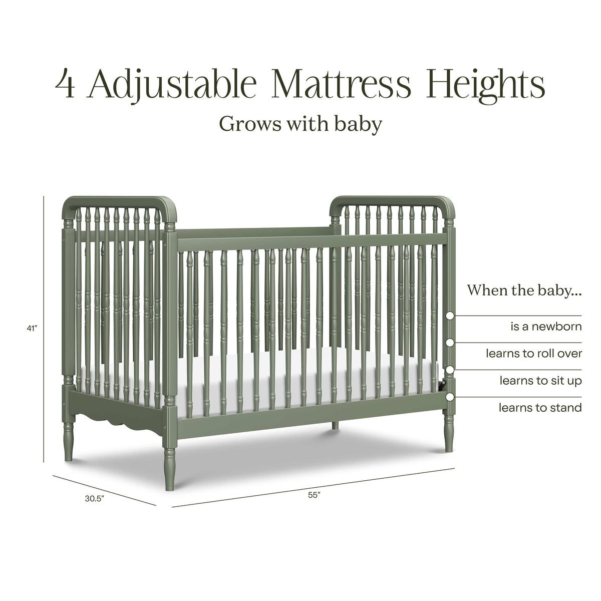 Namesake Liberty 3-in-1 Convertible Spindle Crib with Toddler Bed Conversion Kit - Juniper