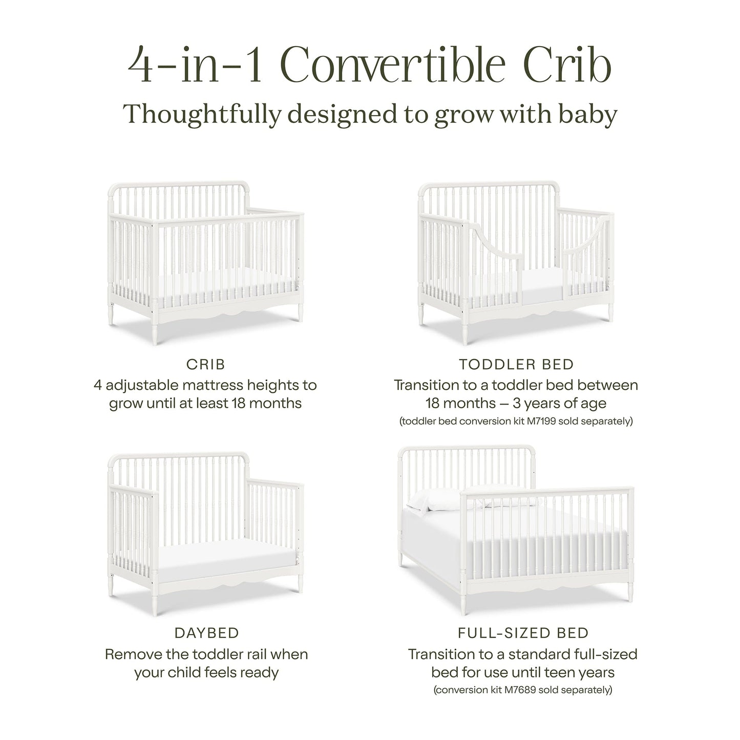 Namesake Liberty 4-in-1 Convertible Spindle Crib - Warm White - M7141RW
