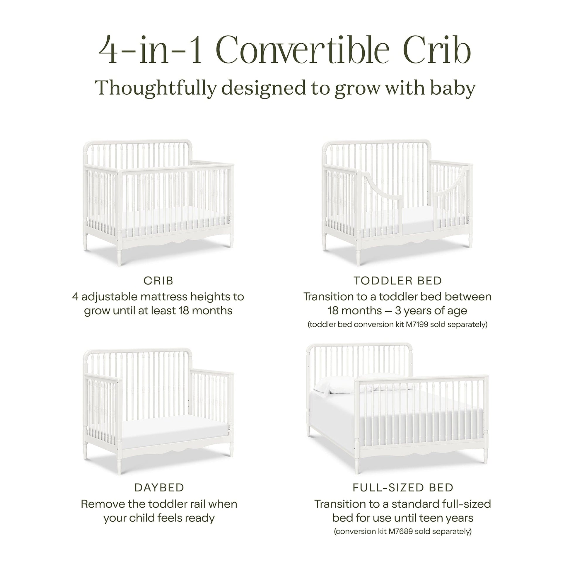 Namesake Liberty 4-in-1 Convertible Spindle Crib - Warm White - M7141RW