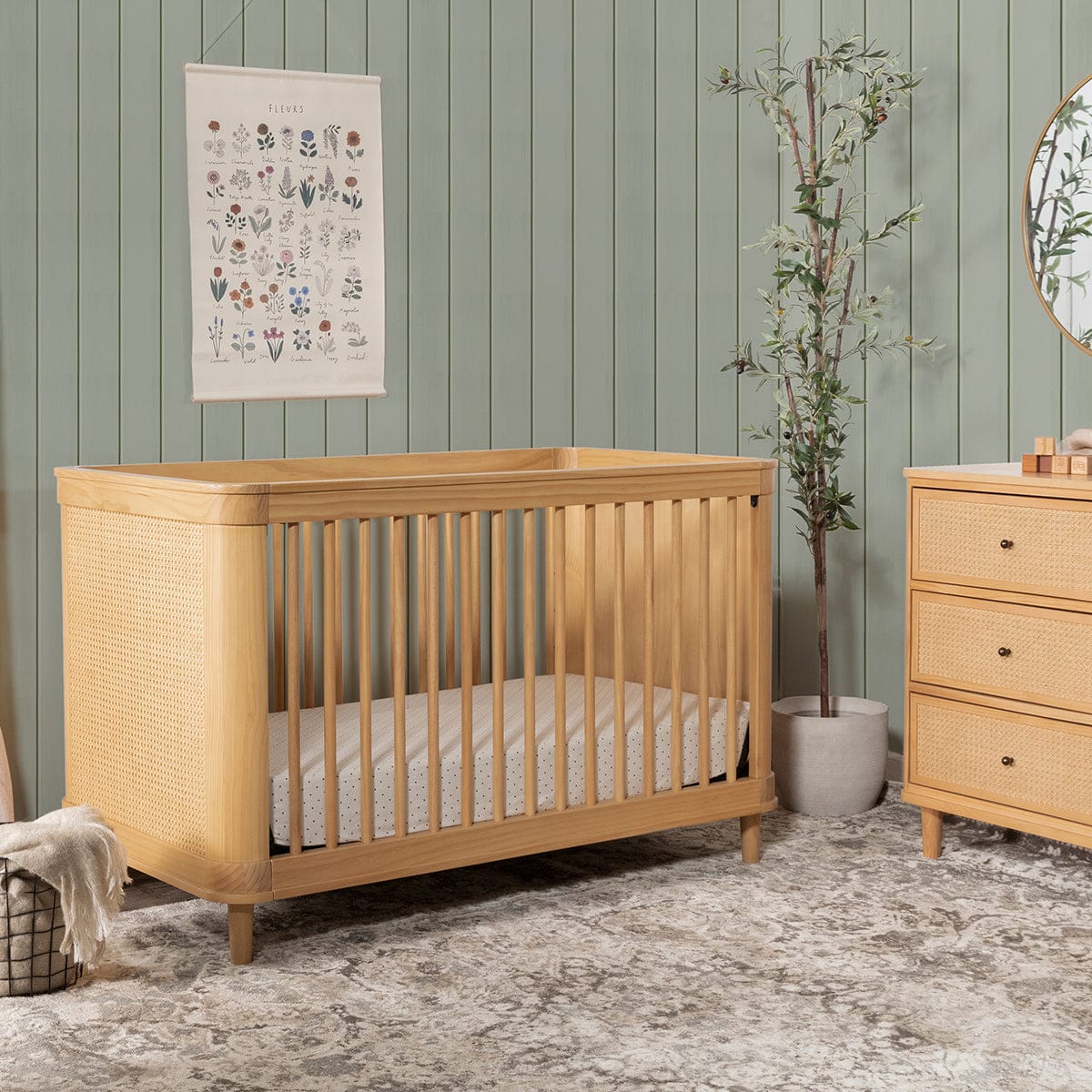 Namesake Marin w/ Cane 3-in-1 Convertible Crib - Honey / Honey Cane - M23701HYHC