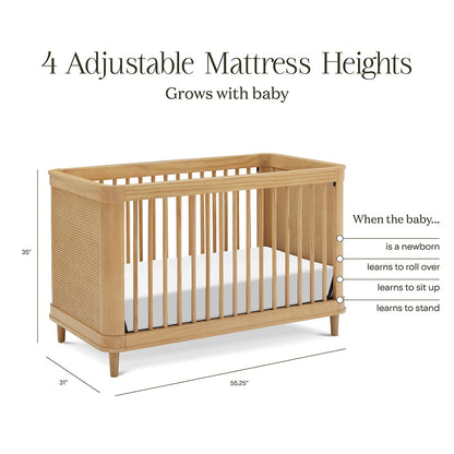 Namesake Marin w/ Cane 3-in-1 Convertible Crib - Honey / Honey Cane - M23701HYHC