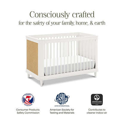 Namesake Marin w/ Cane 3-in-1 Convertible Crib - Warm White / Honey Cane - M23701RWHC