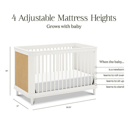 Namesake Marin w/ Cane 3-in-1 Convertible Crib - Warm White / Honey Cane - M23701RWHC