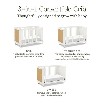 Namesake Marin w/ Cane 3-in-1 Convertible Crib - Warm White / Honey Cane - M23701RWHC