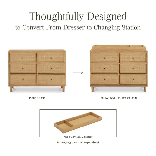 Namesake Marin with Cane 6 Drawer Assembled Dresser - Honey / Honey Cane - M23716HYHC