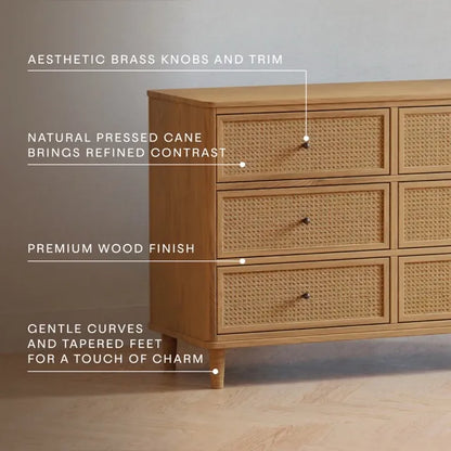 Namesake Marin with Cane 6 Drawer Assembled Dresser - Honey / Honey Cane - M23716HYHC