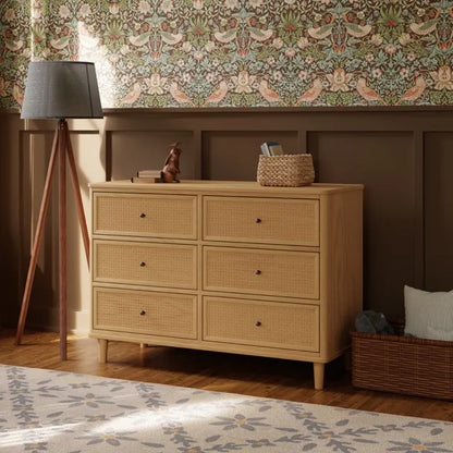 Namesake Marin with Cane 6 Drawer Assembled Dresser - Honey / Honey Cane - M23716HYHC