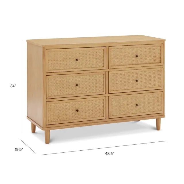 Namesake Marin with Cane 6 Drawer Assembled Dresser - Honey / Honey Cane - M23716HYHC