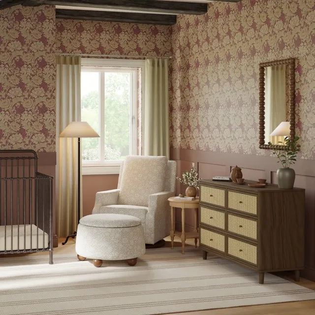 Namesake Marin with Cane 6 Drawer Assembled Dresser - Natural Walnut / Blonde Cane - M23716NLBC
