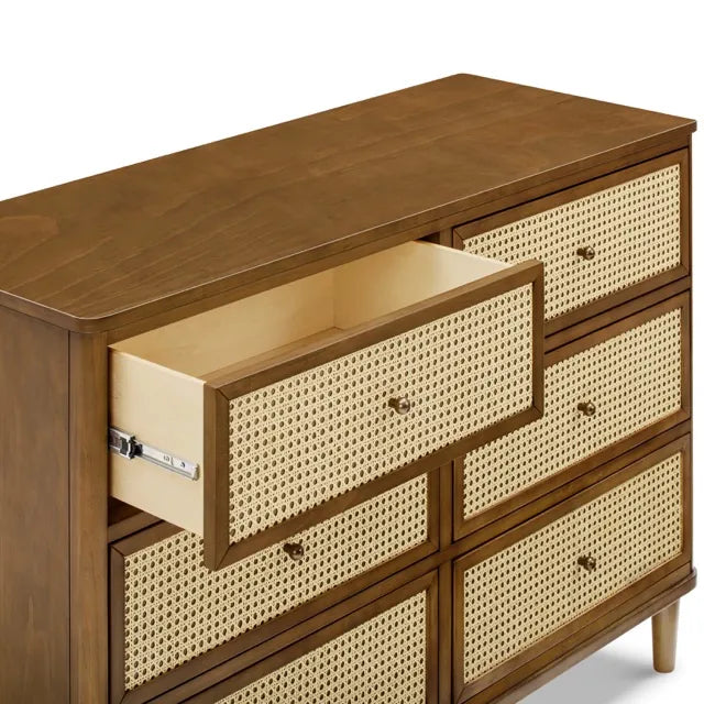 Namesake Marin with Cane 6 Drawer Assembled Dresser - Natural Walnut / Blonde Cane - M23716NLBC