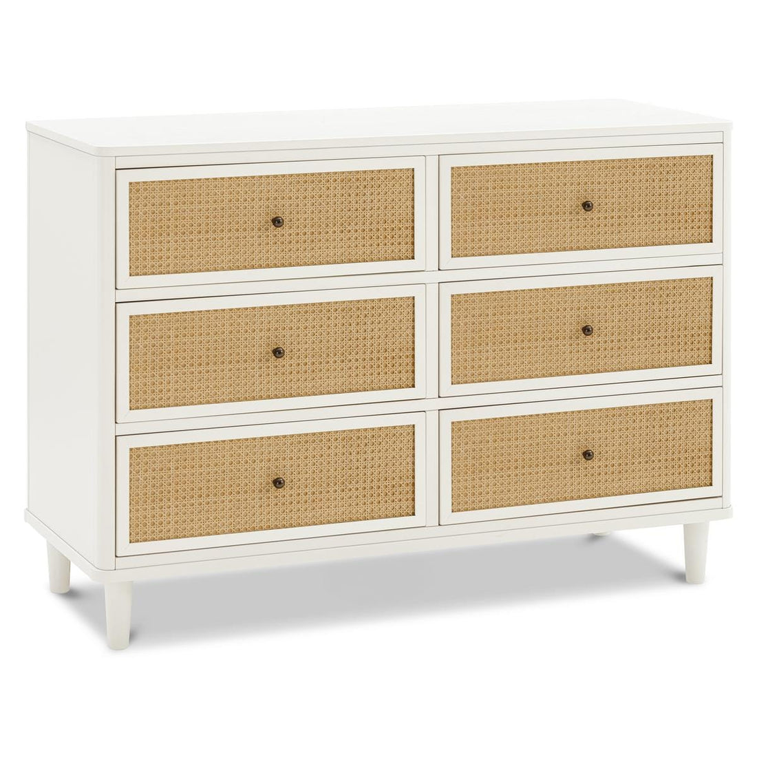 Namesake Marin with Cane 6 Drawer Assembled Dresser - Warm White / Honey Cane - M23716RWHC