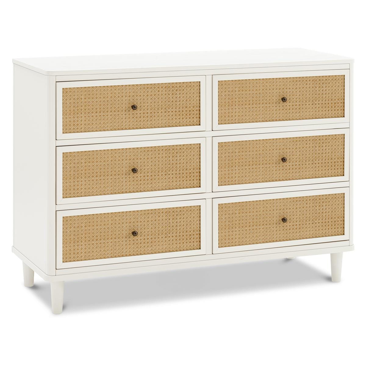Namesake Marin with Cane 6 Drawer Assembled Dresser - Warm White / Honey Cane - M23716RWHC