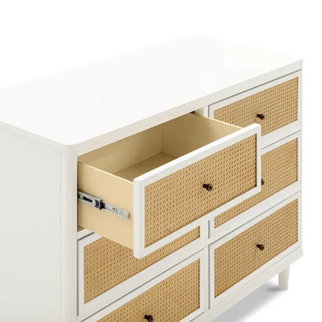 Namesake Marin with Cane 6 Drawer Assembled Dresser - Warm White / Honey Cane - M23716RWHC