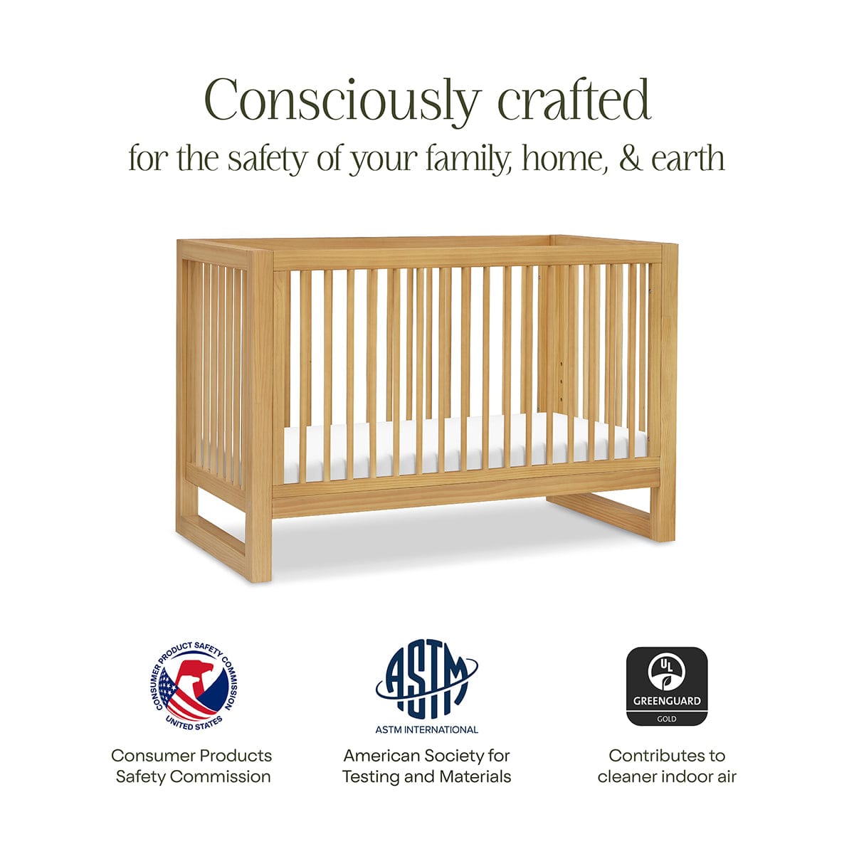 Namesake Nantucket 3-in-1 Convertible Crib w/Toddler Bed Conversion Kit - Honey - M23301HY