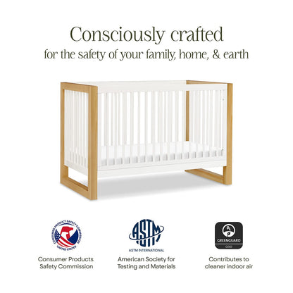 Namesake Nantucket 3-in-1 Convertible Crib w/Toddler Bed Conversion Kit - Warm White / Honey - M23301RWHY