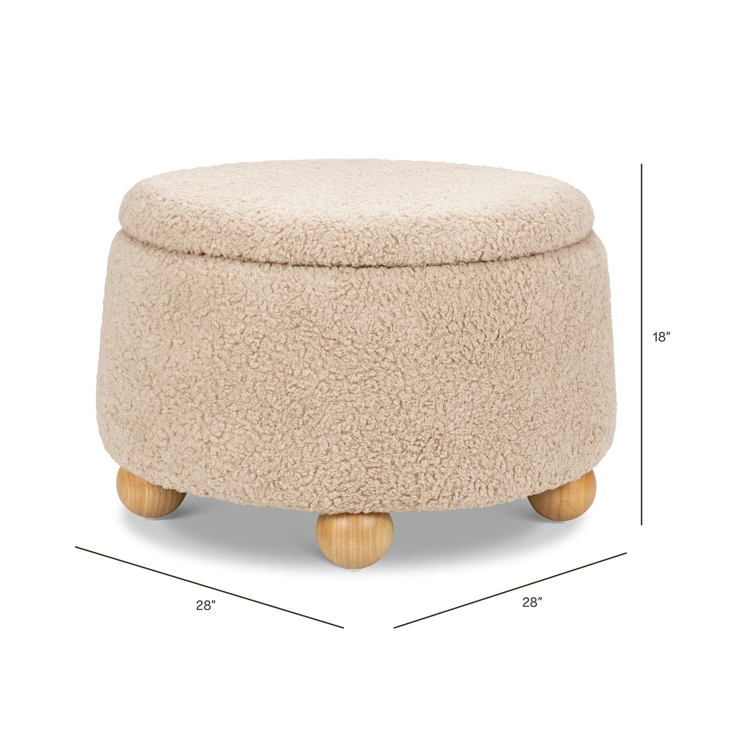 Namesake Tuffet Storage Ottoman - Chai Shearling with Honey Ball Feet - M30985CSGHF