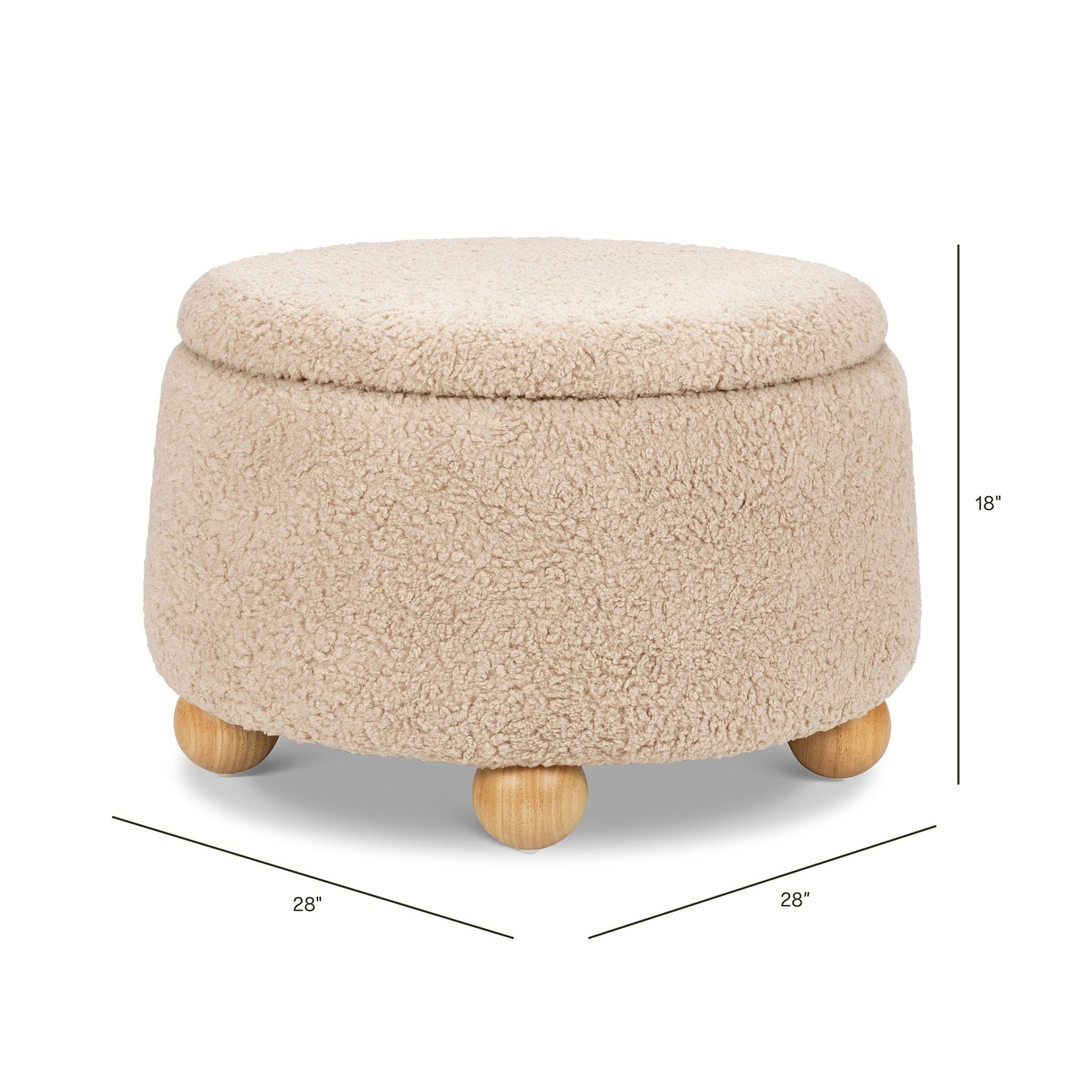 Namesake Tuffet Storage Ottoman - Chai Shearling with Honey Ball Feet - M30985CSGHF