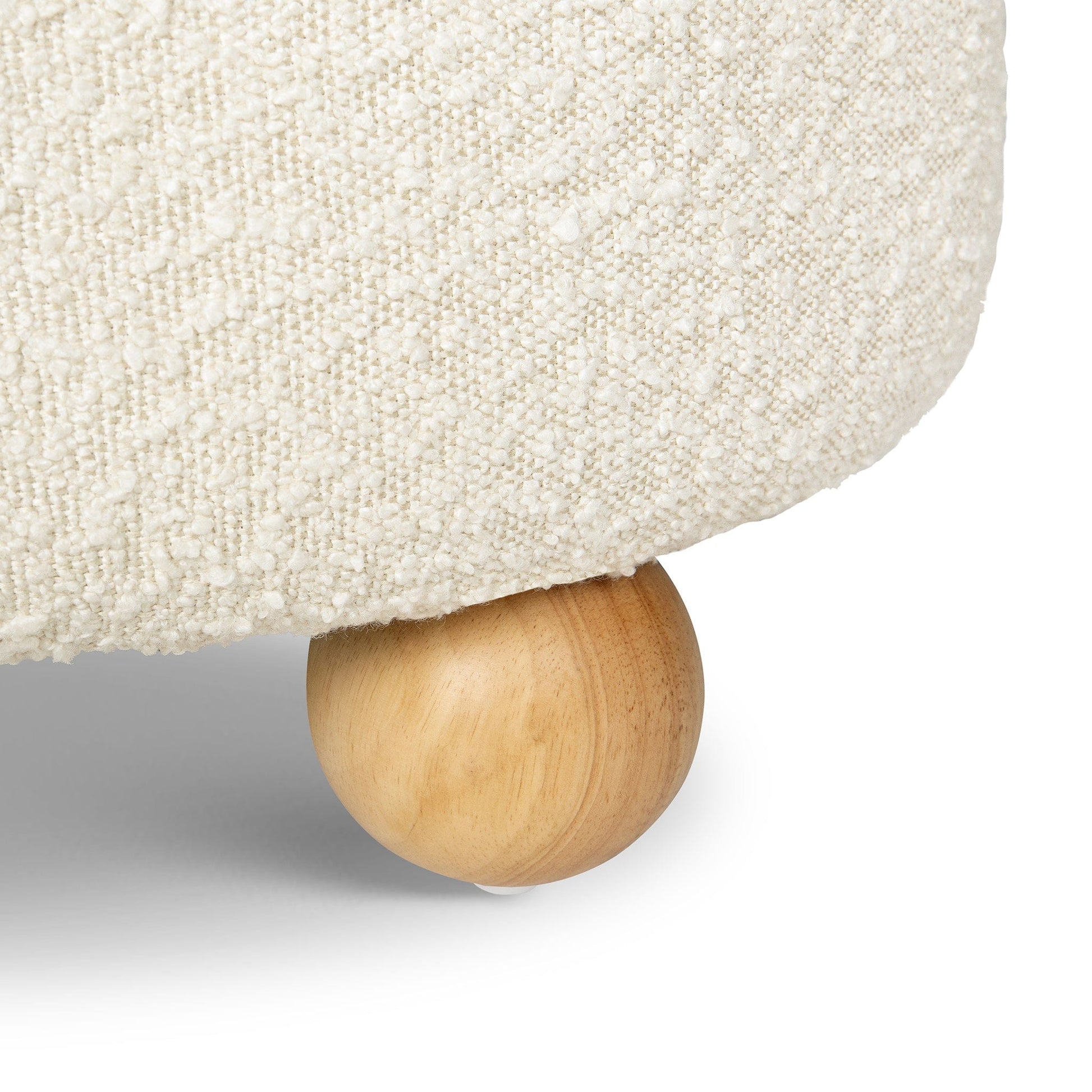 Namesake Tuffet Storage Ottoman - Performance Ivory Boucle with Honey Ball Feet - M30985PWBHF