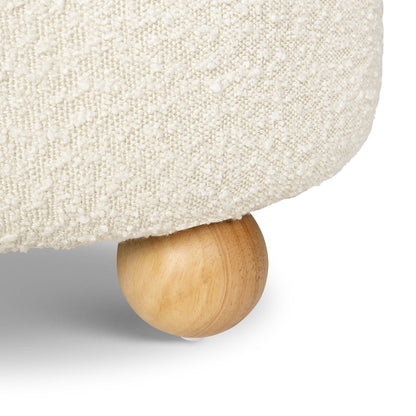 Namesake Tuffet Storage Ottoman - Performance Ivory Boucle with Honey Ball Feet - M30985PWBHF