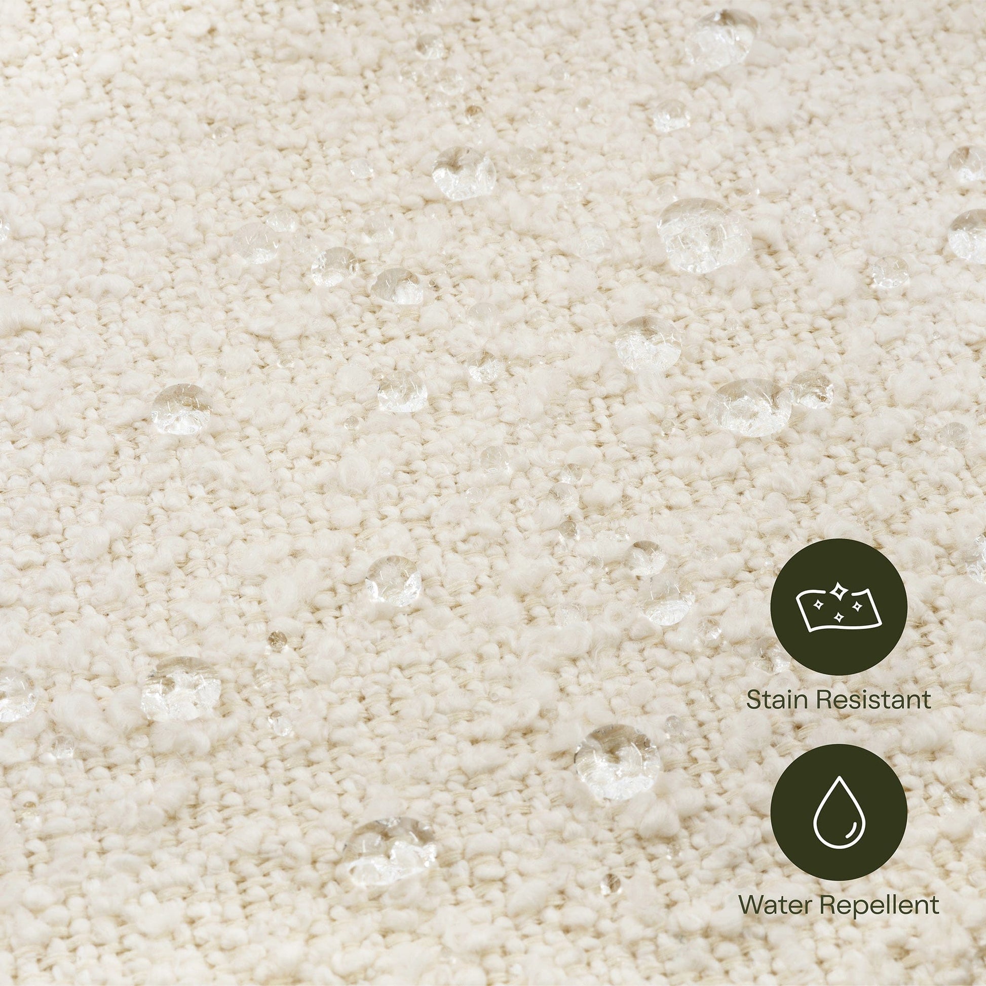 Namesake Tuffet Storage Ottoman - Performance Ivory Boucle with Honey Ball Feet - M30985PWBHF