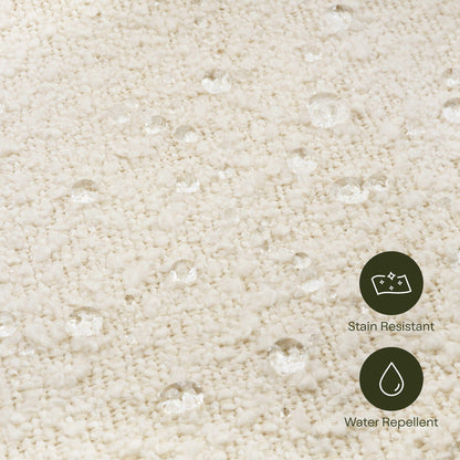 Namesake Tuffet Storage Ottoman - Performance Ivory Boucle with Honey Ball Feet - M30985PWBHF
