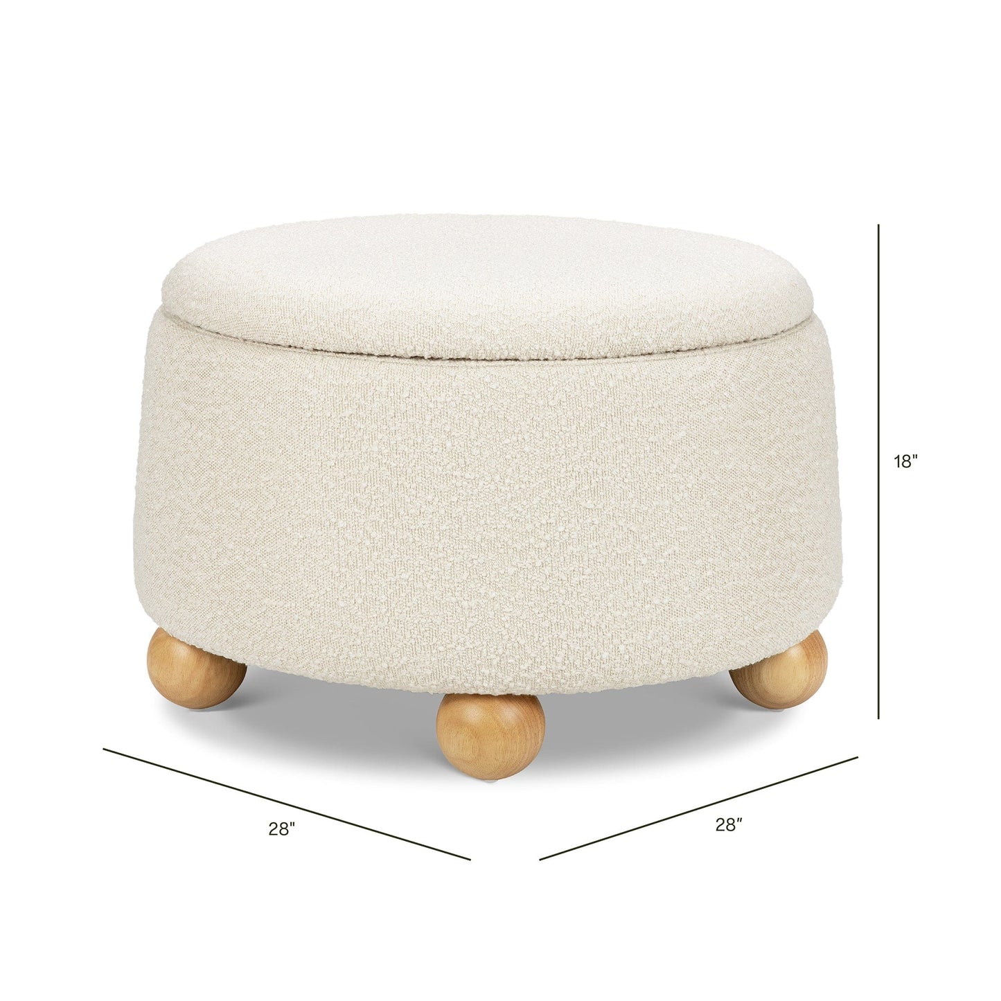 Namesake Tuffet Storage Ottoman - Performance Ivory Boucle with Honey Ball Feet - M30985PWBHF