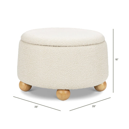 Namesake Tuffet Storage Ottoman - Performance Ivory Boucle with Honey Ball Feet - M30985PWBHF