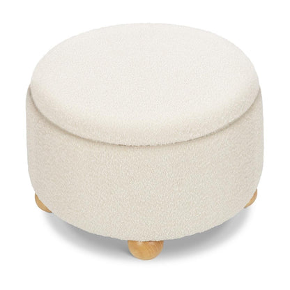 Namesake Tuffet Storage Ottoman - Performance Ivory Boucle with Honey Ball Feet - M30985PWBHF