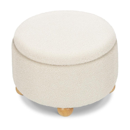 Namesake Tuffet Storage Ottoman - Performance Ivory Boucle with Honey Ball Feet - M30985PWBHF