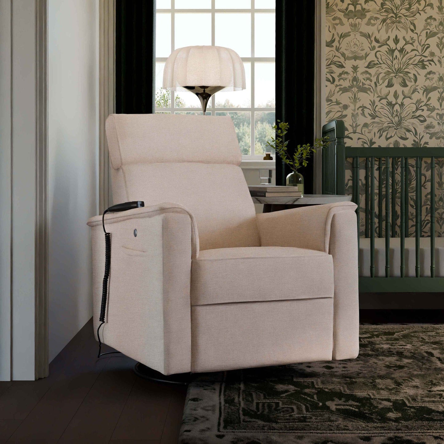 Namesake Willa Deluxe Power Glider Recliner w/ Heat & Massage - Performance Beach Eco-Weave - M17183PBEW