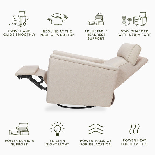 Namesake Willa Deluxe Power Glider Recliner w/ Heat & Massage - Performance Beach Eco-Weave - M17183PBEW