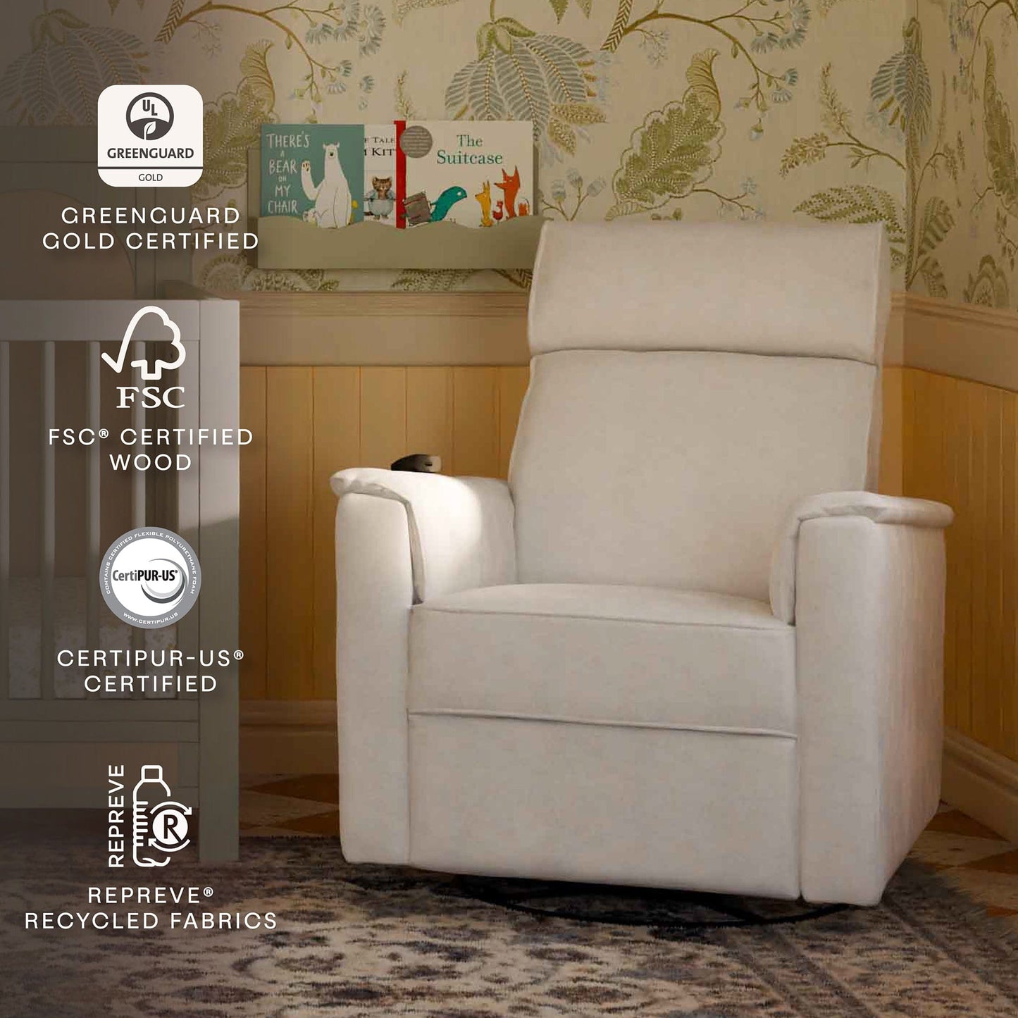 Namesake Willa Deluxe Power Glider Recliner w/ Heat & Massage - Performance Cream Eco-Weave - M17183PCMEW
