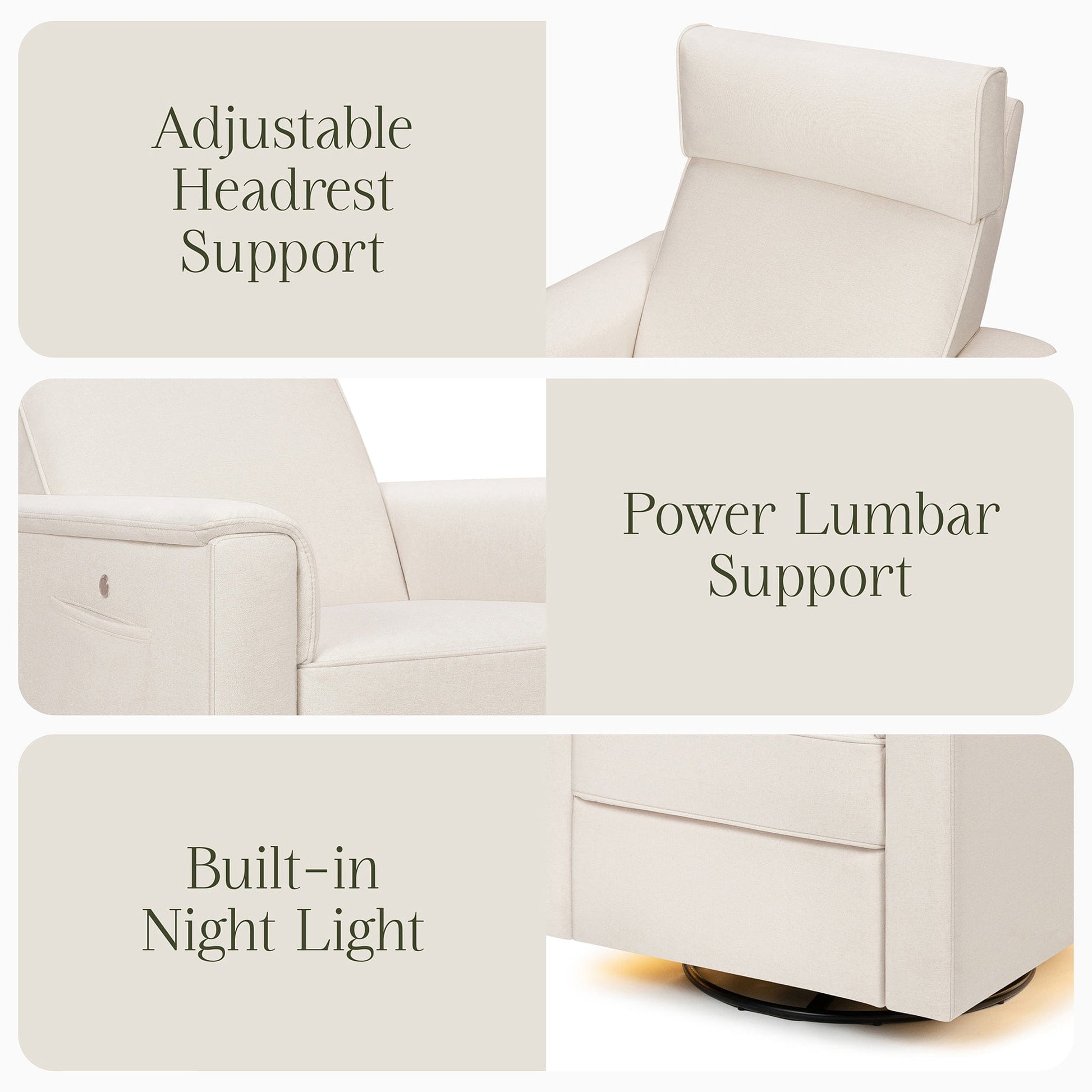 Namesake Willa Deluxe Power Glider Recliner w/ Heat & Massage - Performance Cream Eco-Weave - M17183PCMEW