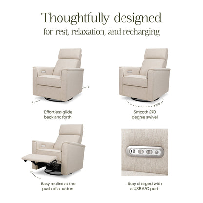 Namesake Willa Plus Electric Glider Recliner w/ Electric Headrest - Performance Beach Eco-Weave - M17186PBEW