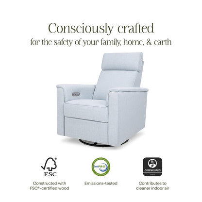 Namesake Willa Plus Electric Glider Recliner w/ Electric Headrest - Performance Blue Chambray Eco-Twill - M17186PCET