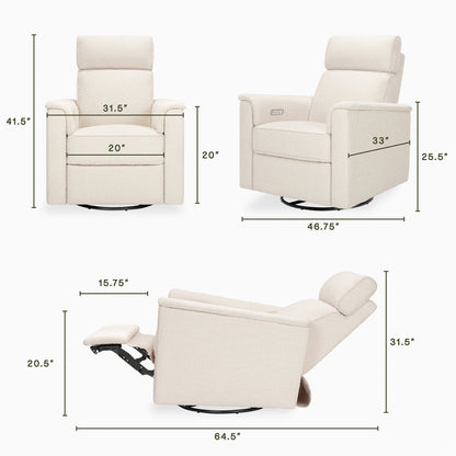 Namesake Willa Plus Electric Glider Recliner w/ Electric Headrest - Performance Ivory Boucle - M17186PWB