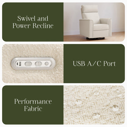 Namesake Willa Plus Electric Glider Recliner w/ Electric Headrest - Performance Ivory Boucle - M17186PWB