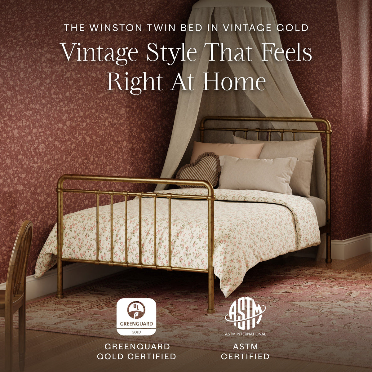 Namesake Winston Twin Bed - Vintage Gold