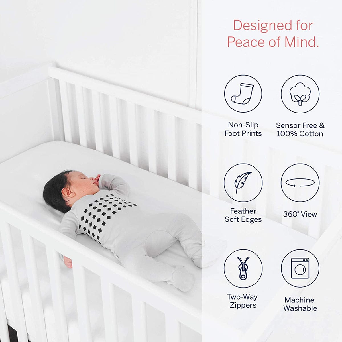 Nanit Breathing Wear Pajamas - 6-9 Months, Pebble Grey - B541GUS