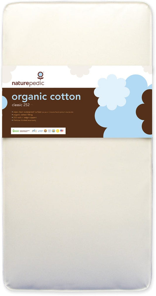 Naturepedic MC30 No-Compromise Organic Cotton Classic 252 Coil Baby Crib Mattress - MC30