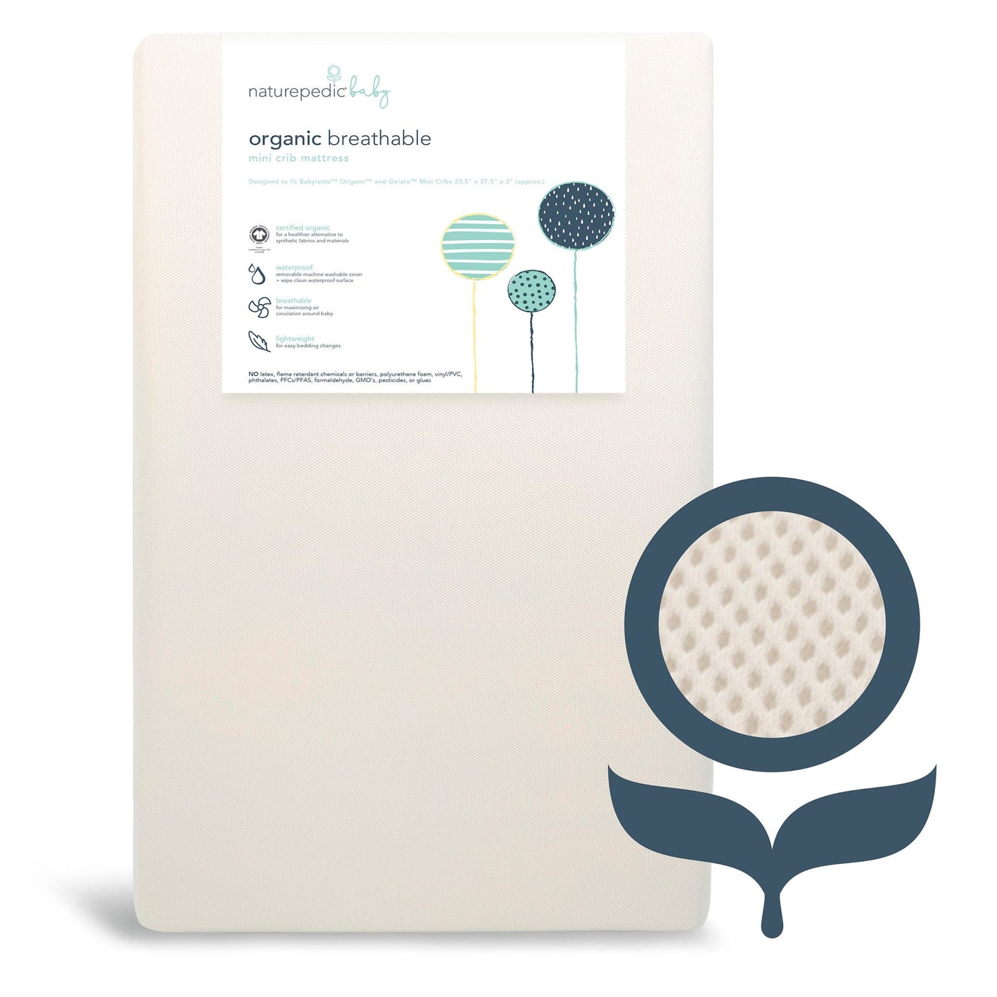 Naturepedic Organic Breathable Mini Crib Mattress - MC46-MN