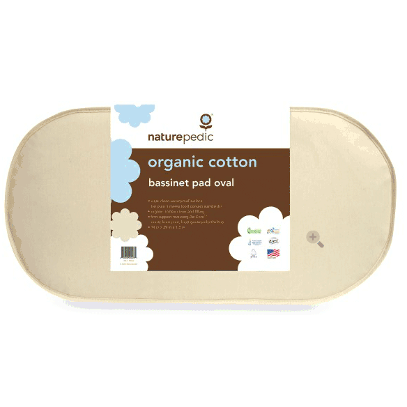 Naturepedic Organic Cotton Oval Bassinet Mattress 13x29x1.5 - Natural - MB43